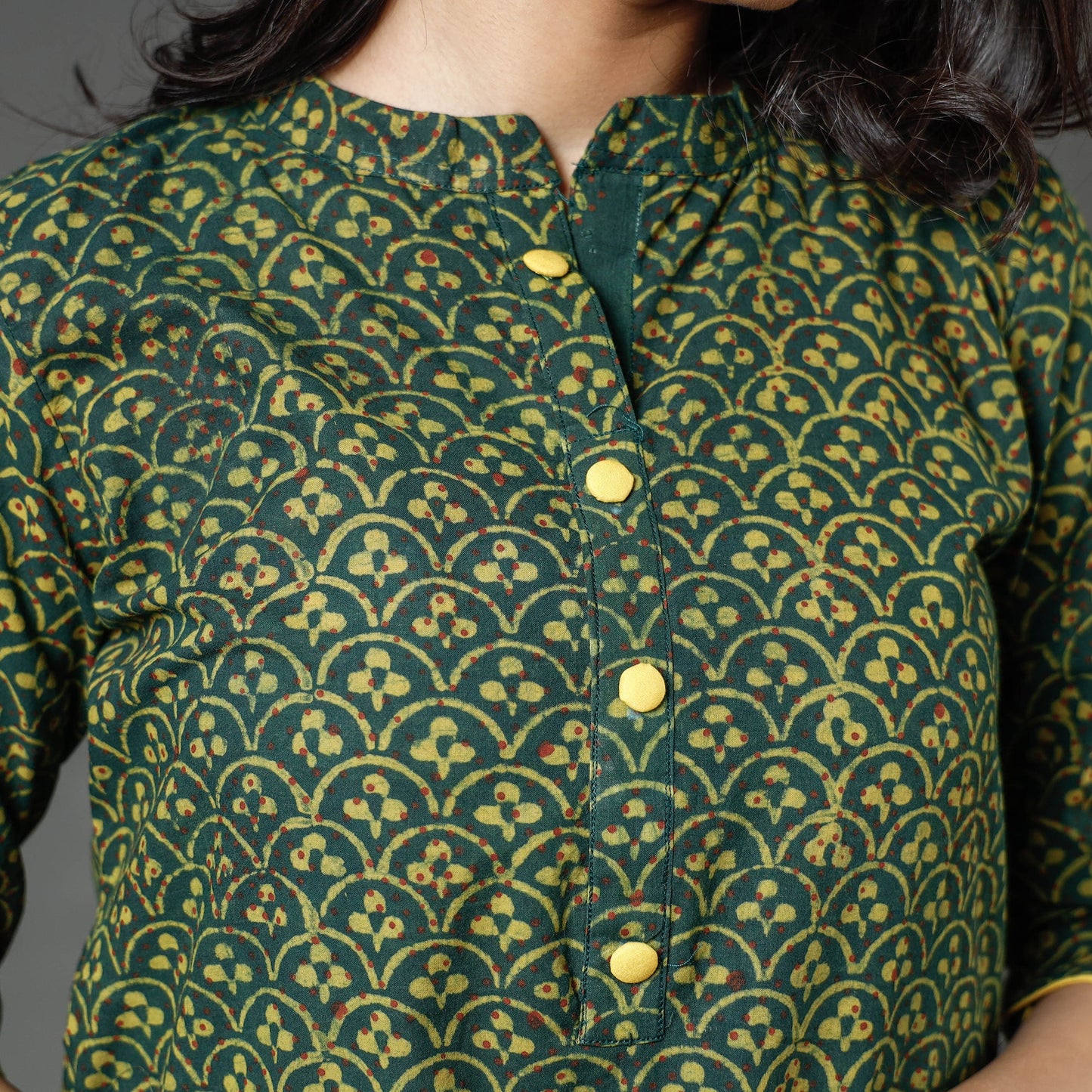  Akola Block Printed Cotton Straight Long Kurta Online 