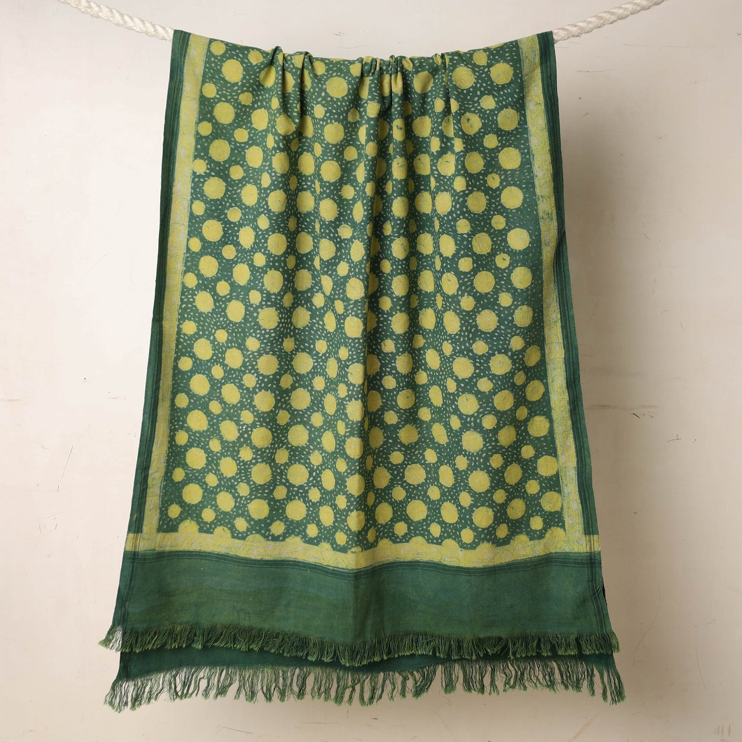 Green Akola Block Printed Pure Handloom Cotton Towel 
