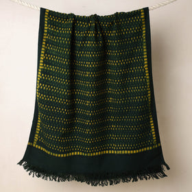 Green Akola Block Printed Pure Handloom Cotton Towel 