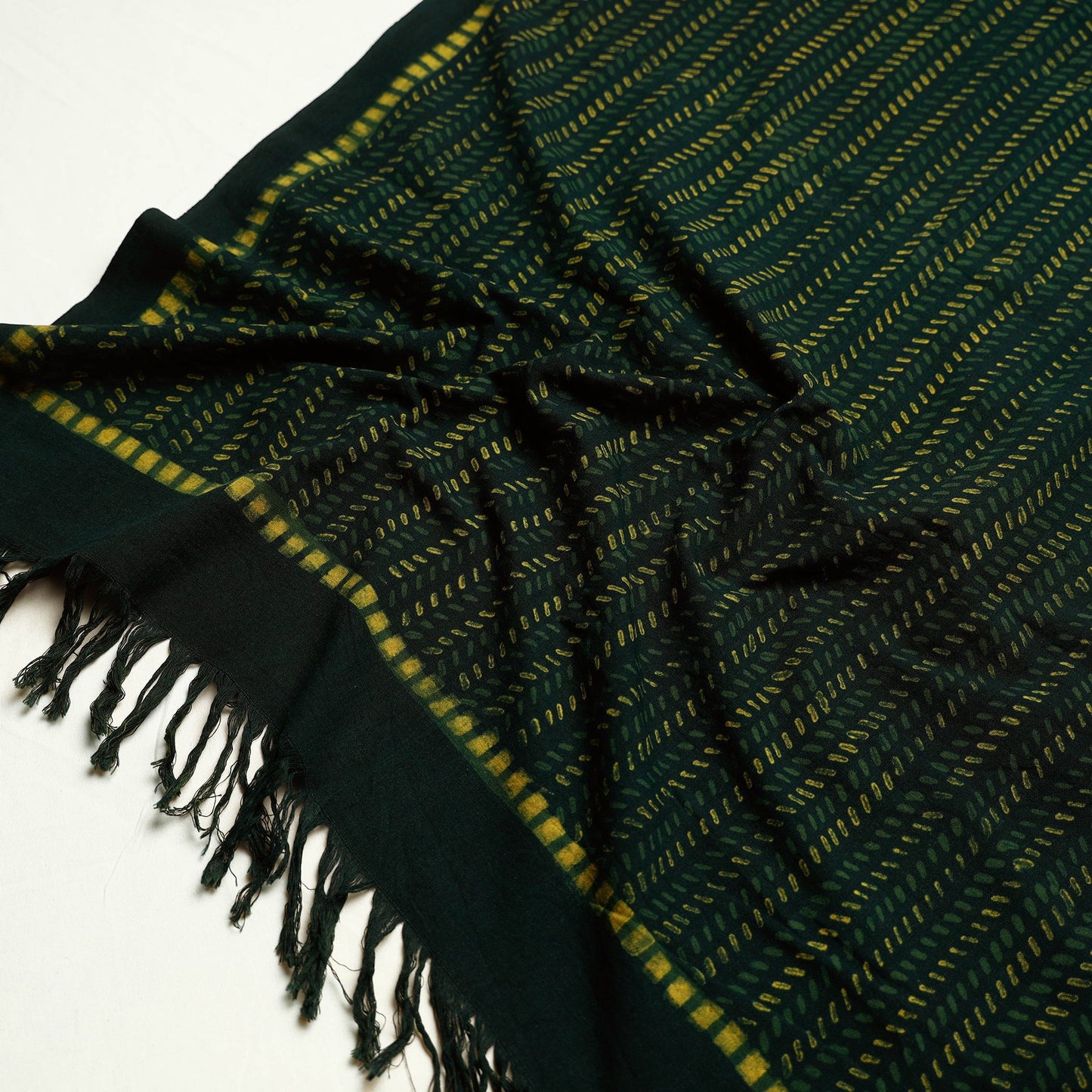 Green Akola Block Printed Pure Handloom Cotton Towel 