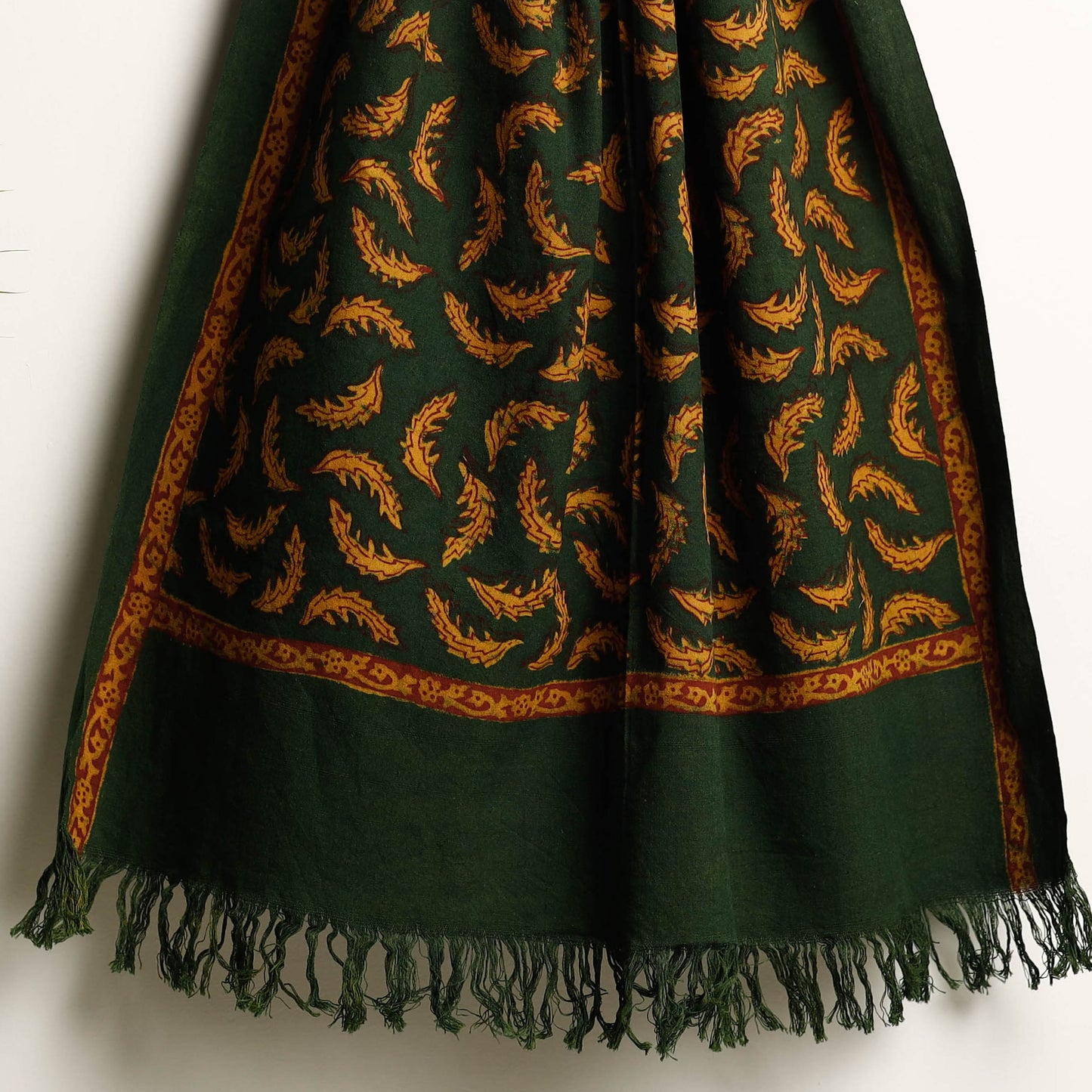 Green Akola Block Printed Pure Handloom Cotton Towel 