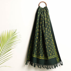 Green Akola Block Printed Pure Handloom Cotton Towel 