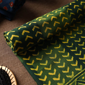Green Akola Block Printed Pure Handloom Cotton Towel 