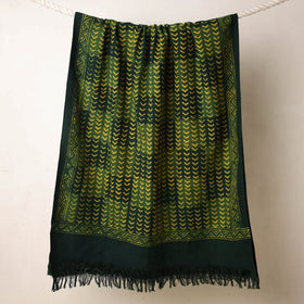 Green Akola Block Printed Pure Handloom Cotton Towel 