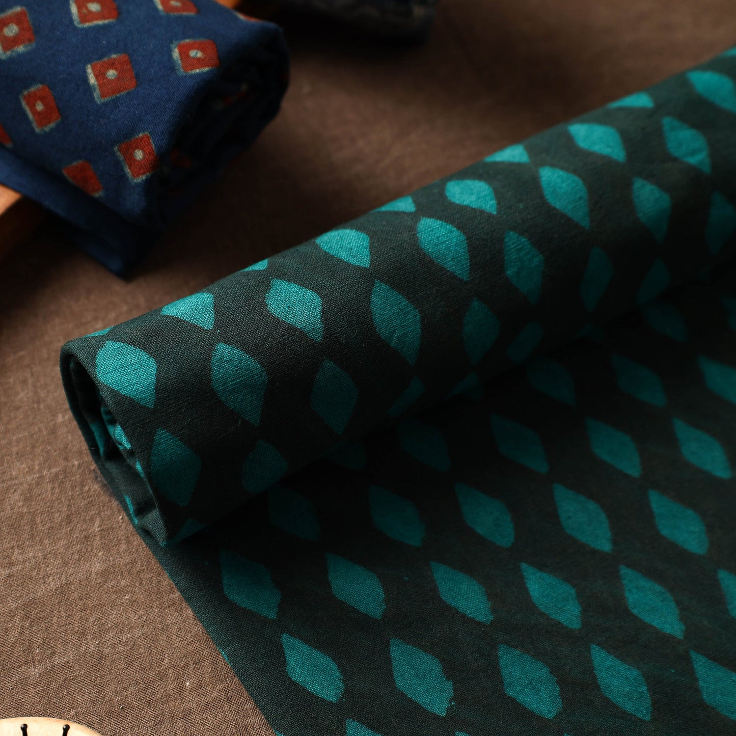 Green Akola Block Printed Pure Handloom Cotton Towel 