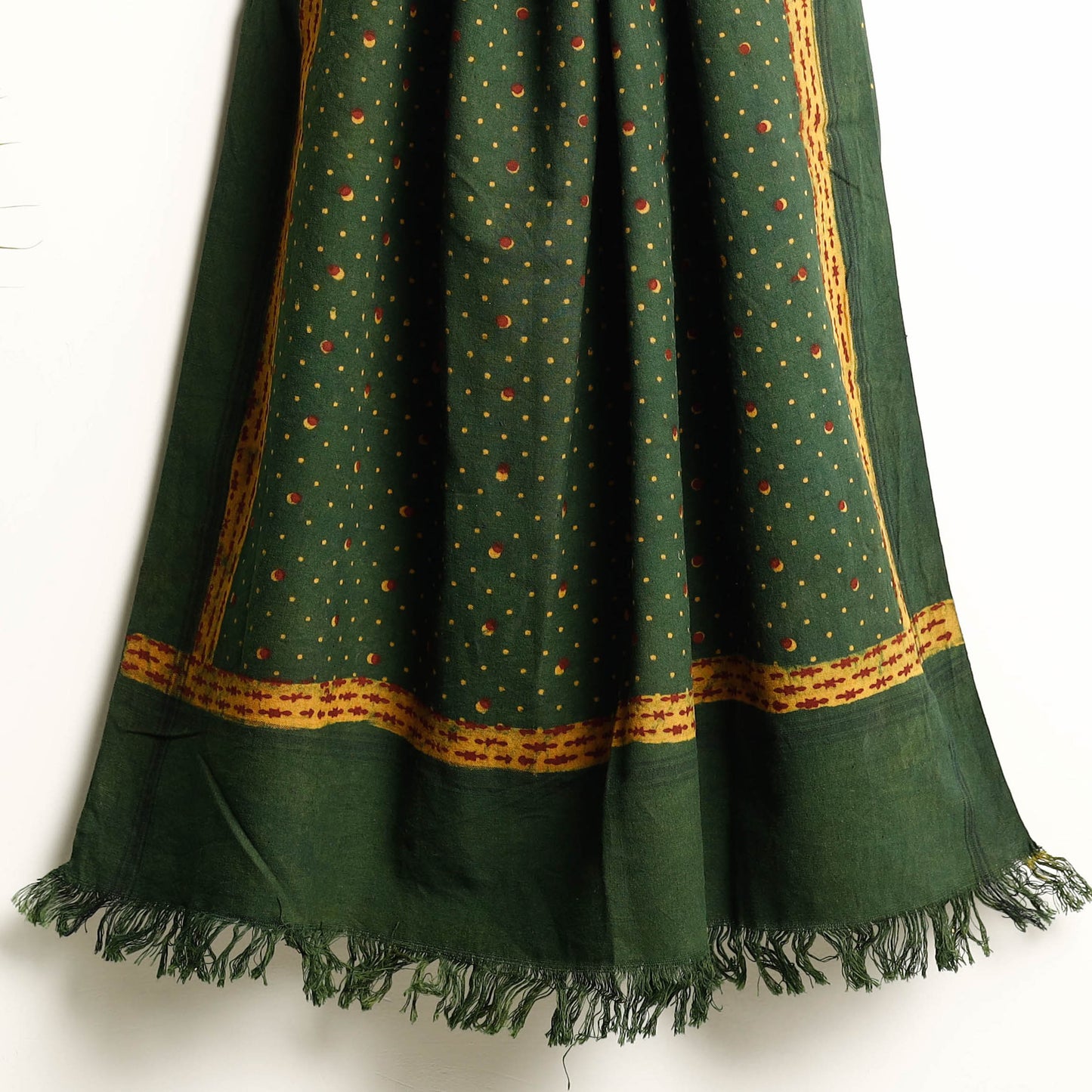 Green Akola Block Printed Pure Handloom Cotton Towel 
