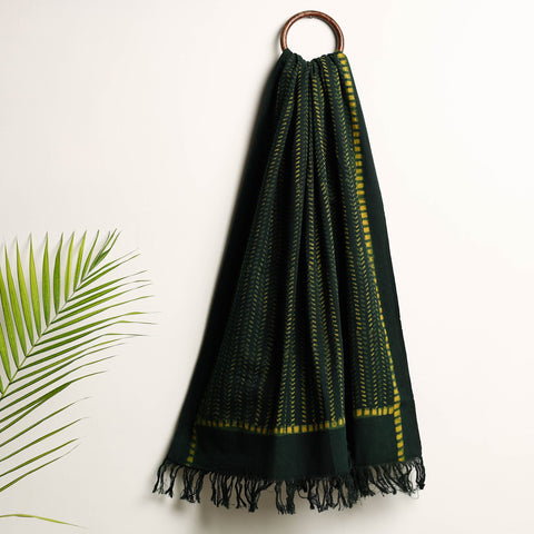Green Akola Block Printed Pure Handloom Cotton Towel 