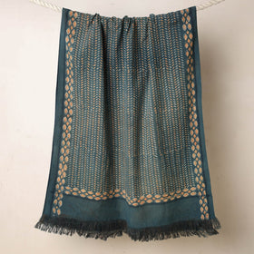 Green Akola Block Printed Pure Handloom Cotton Towel 