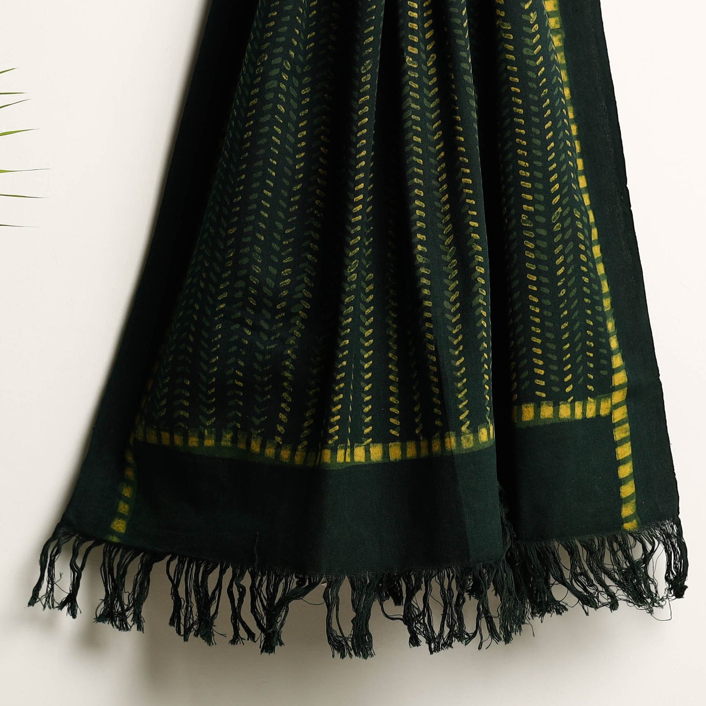 Green Akola Block Printed Pure Handloom Cotton Towel 