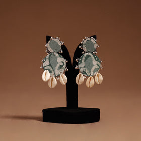 Alisha shell & ghungroo work fabart handmade earrings