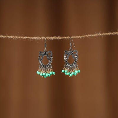 Green Amaira German Silver Beaded Earrings