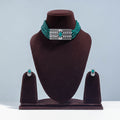 Green - antique finish beadwork necklace set - handcrafted
