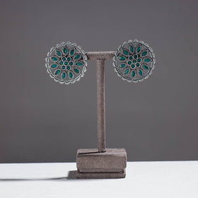  Antique Finish Oxidised German Silver Stud Earrings 