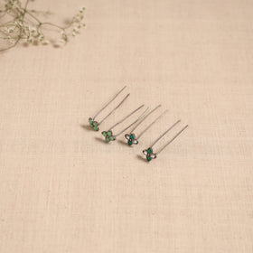 Antique silver finish oxidised brass base stone work juda