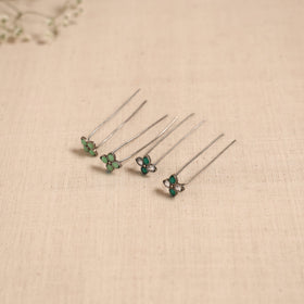 Antique silver finish oxidised brass base stone work juda