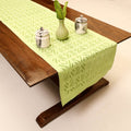 Green Applique Cut Work Cotton Table Runner 