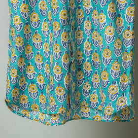 Green - aqua blue - sanganeri block printed cotton men half