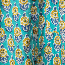 Green - aqua blue - sanganeri block printed cotton men half