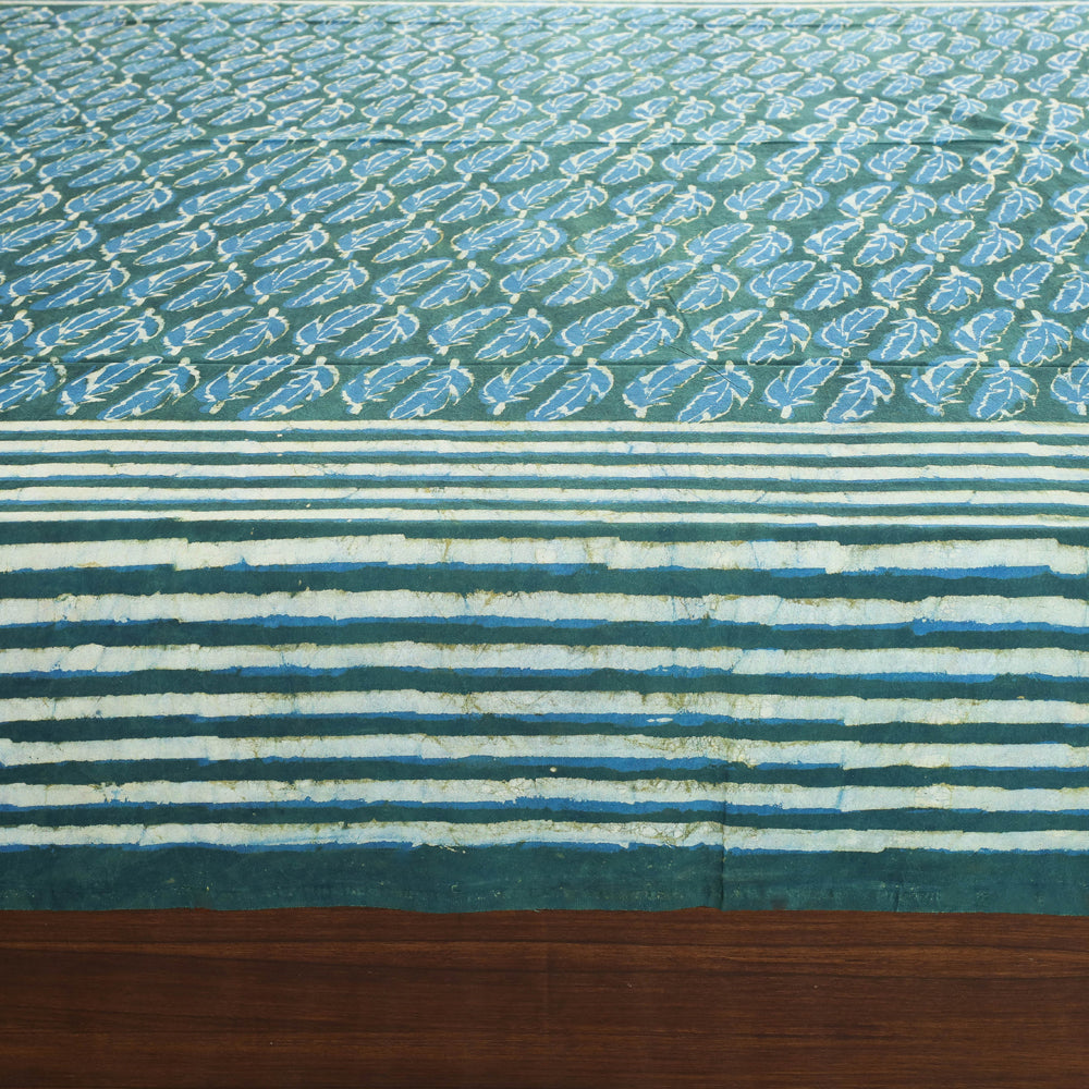 Green - Block Art Print Cotton Double Bindaas Bed Sheet (110 x 93 in)