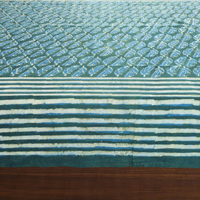 Green - Block Art Print Cotton Double Bindaas Bed Sheet (110 x 93 in)