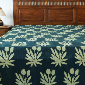 Green - Block Art Print Cotton Double Bindaas Bed Sheet (110 x 93 in)