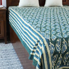 Green - Block Art Print Cotton Single Bindaas Bed Sheet (93 x 60 in)
