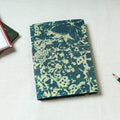 Green - Art Block Print Fabric Cover Handmade Paper Notebook (7 x 5 in)
