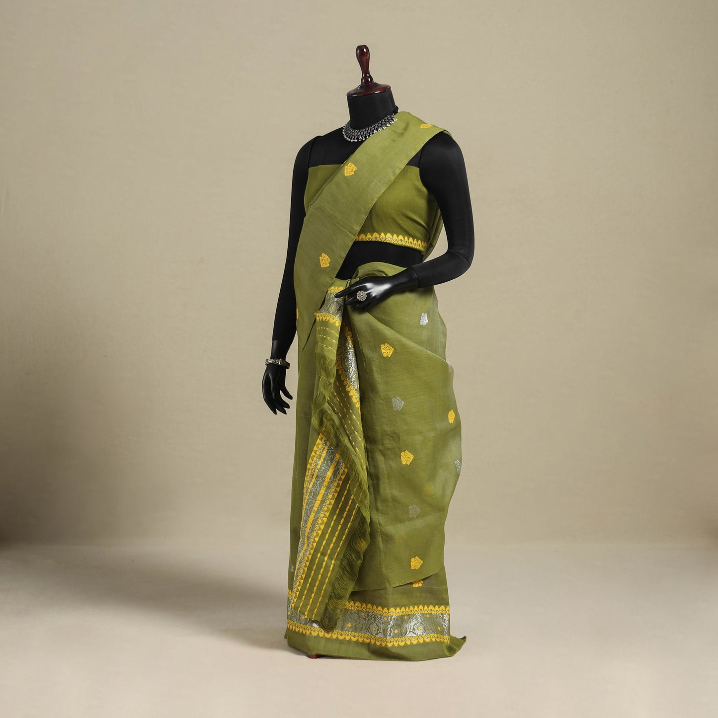 Green - assam handloom silk cotton mekhela chador