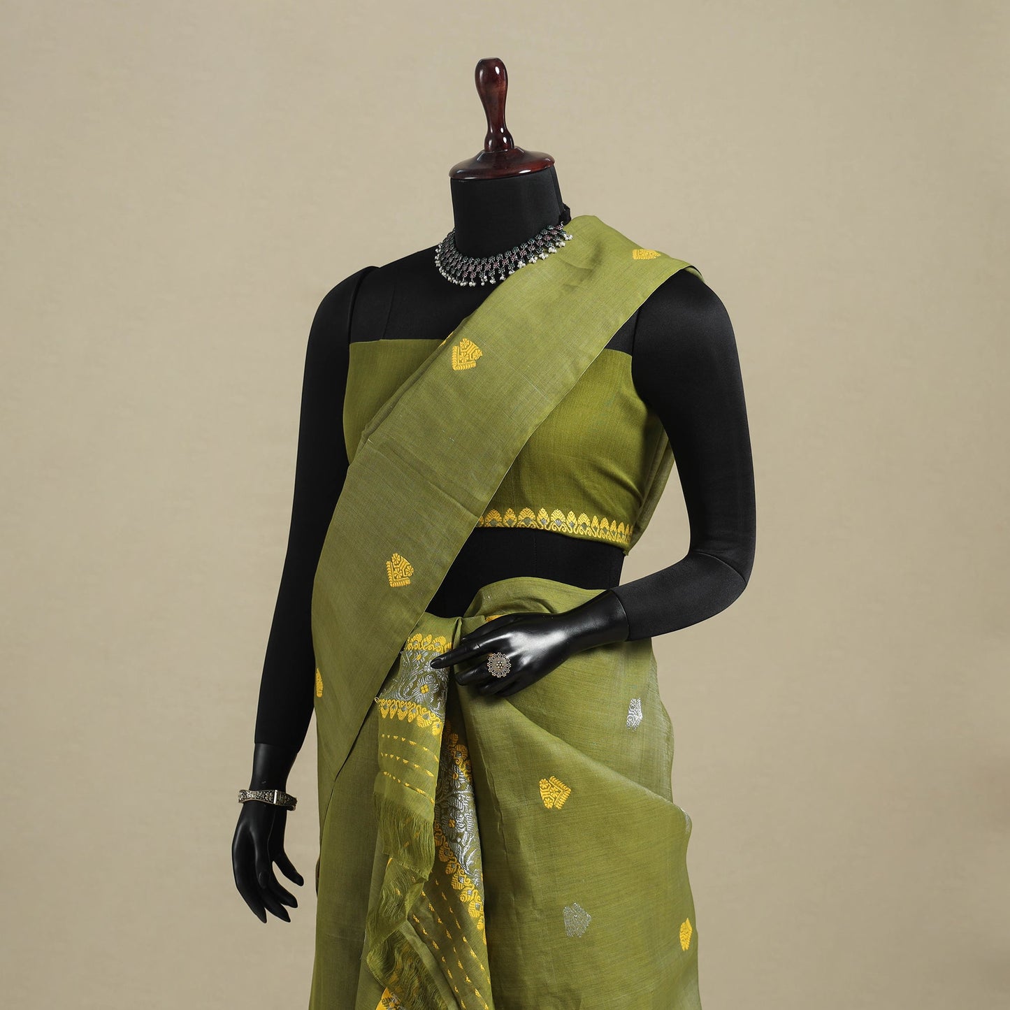 Green - assam handloom silk cotton mekhela chador