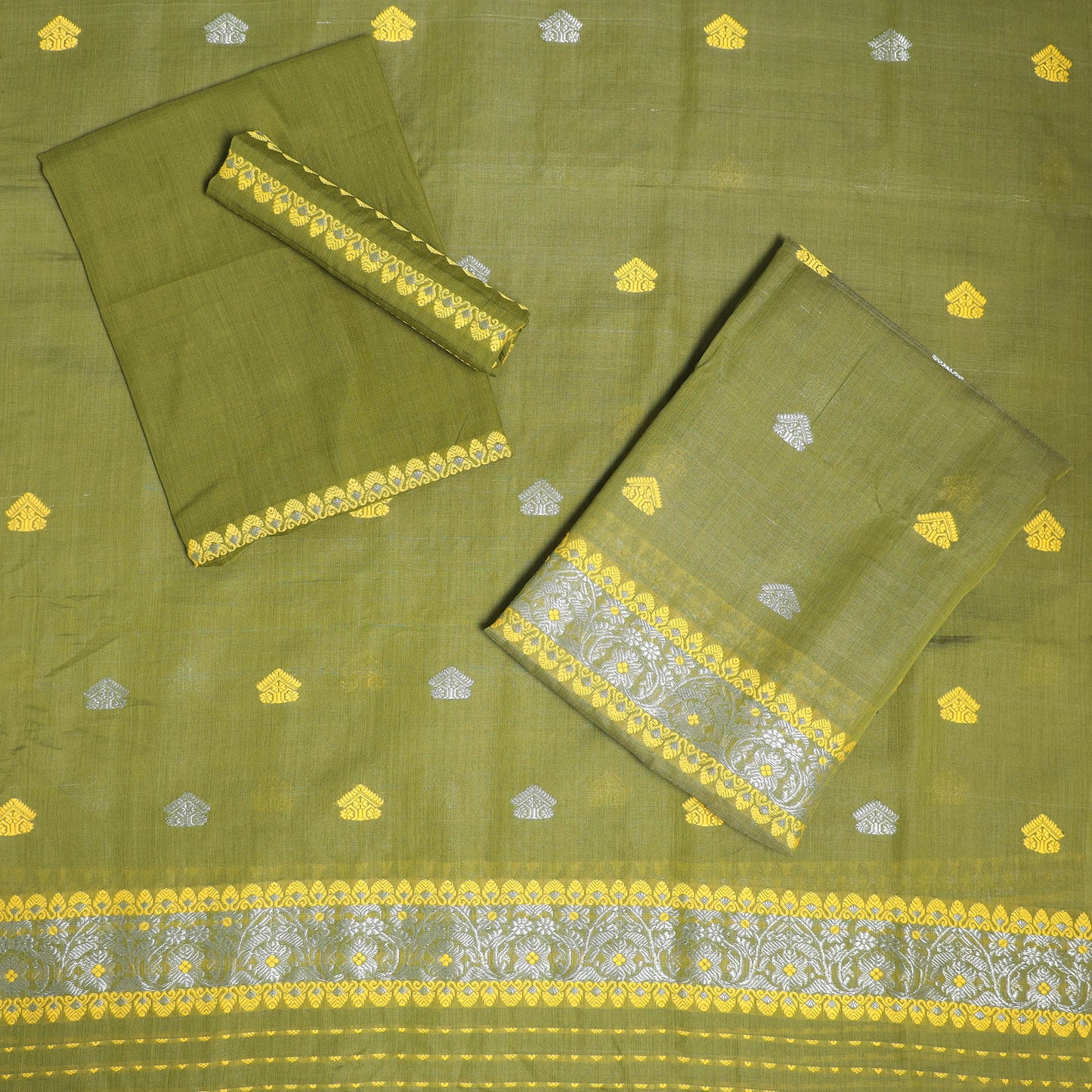 Green - assam handloom silk cotton mekhela chador