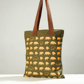  Assam One-Horned Rhino Cotton Canvas Shoulder Bag 