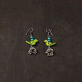 Green - avni german silver jhumki earrings with wooden bird
