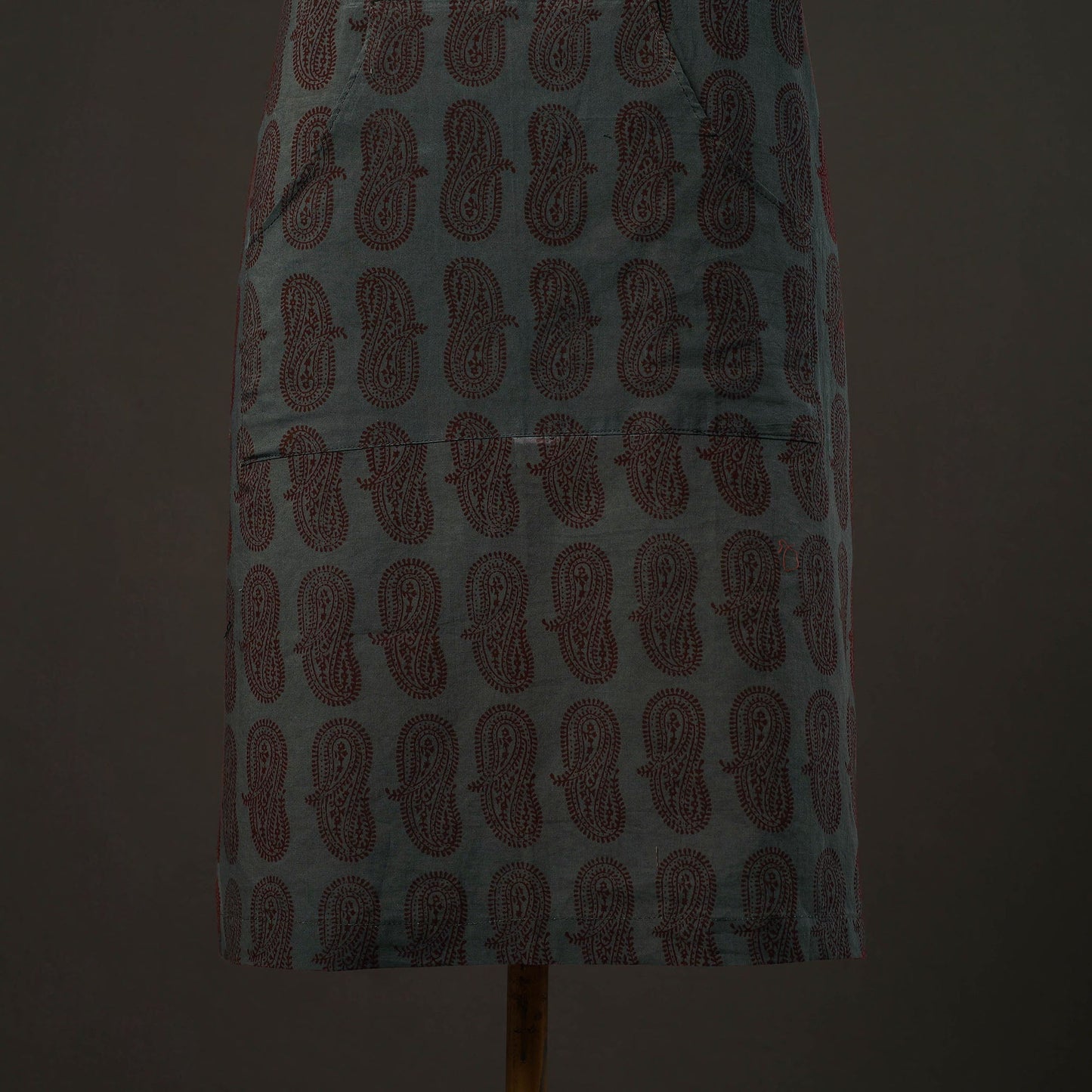 Green - bagh cotton apron with pocket 30 - handcrafted