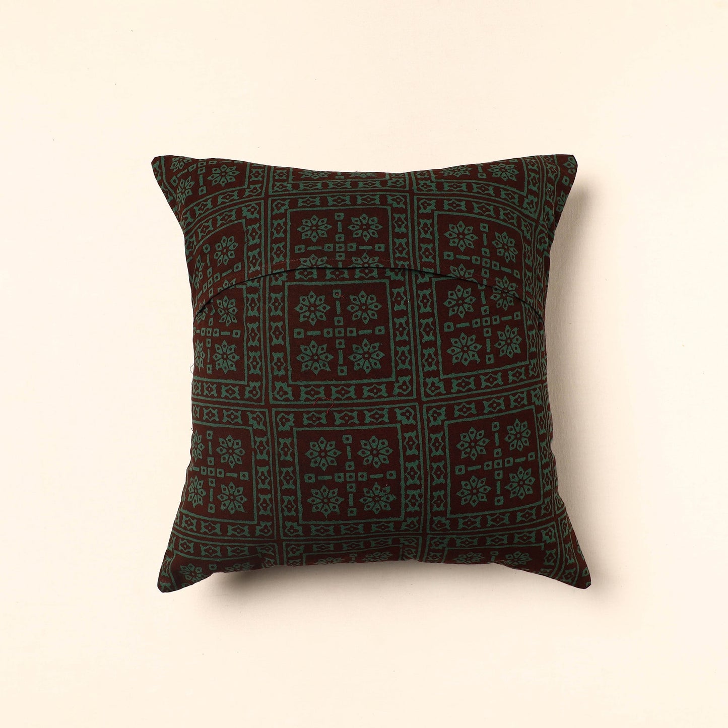 Green Bagh Block Printed Cotton Cushion Cover