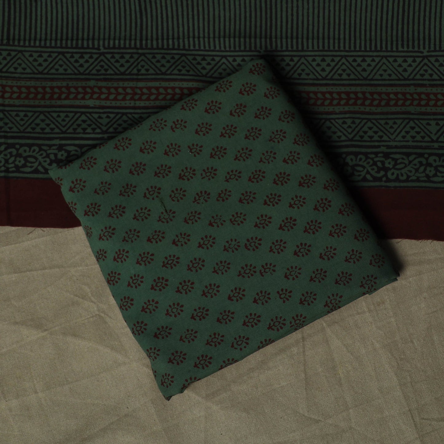 Bagh hand block print natural dyed cotton 3pc unstitched