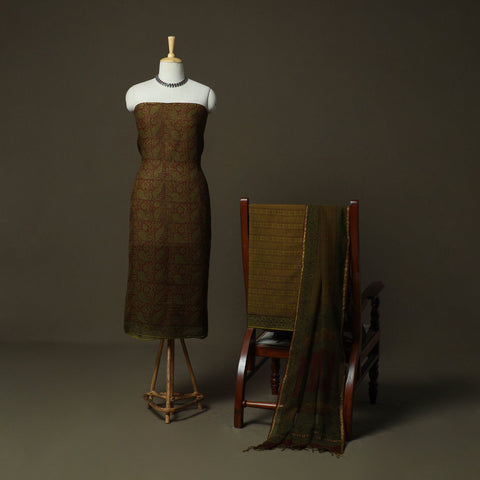 Bagh hand block print natural dyed kota doria cotton 3pc