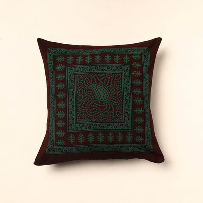 Green - Bagh Block Printed Cotton Cushion Cover (16 x 16 in) 48