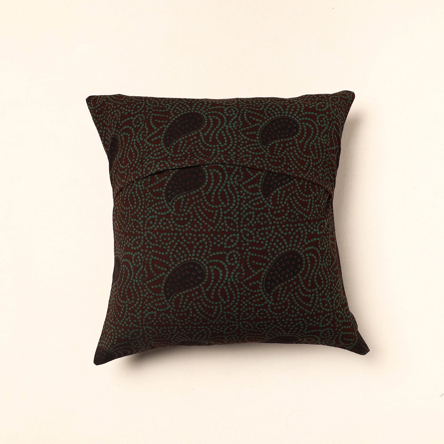 Green - Bagh Block Printed Cotton Cushion Cover (16 x 16 in) 48