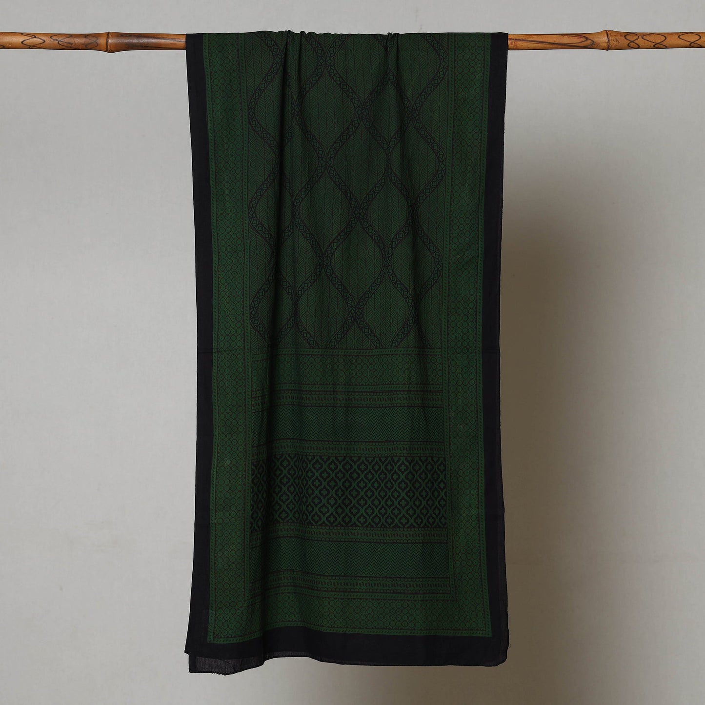 Green Bagh Hand Block Printed Cotton Stole 