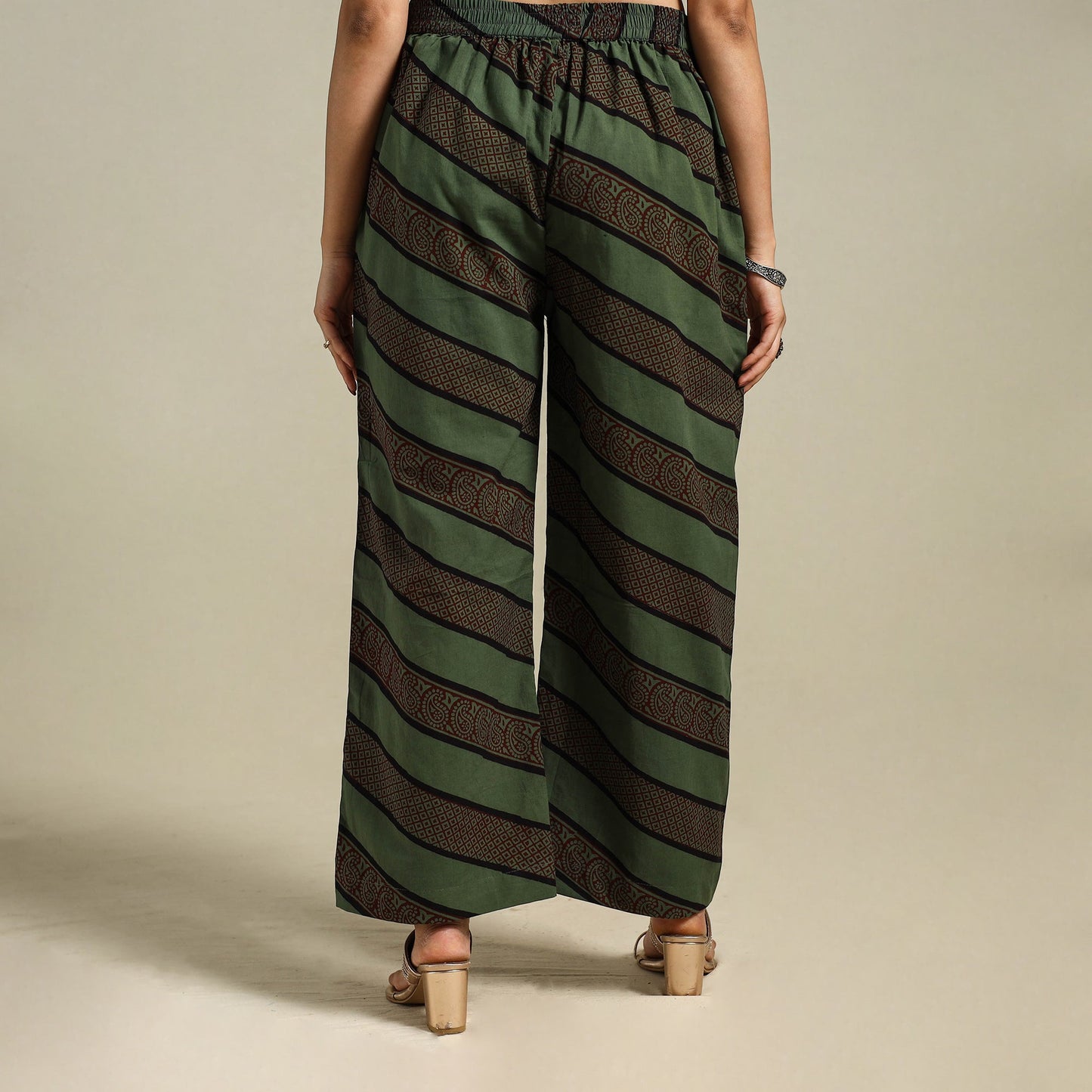 Green Bagh Block Print Natural Dyed Cotton Palazzo