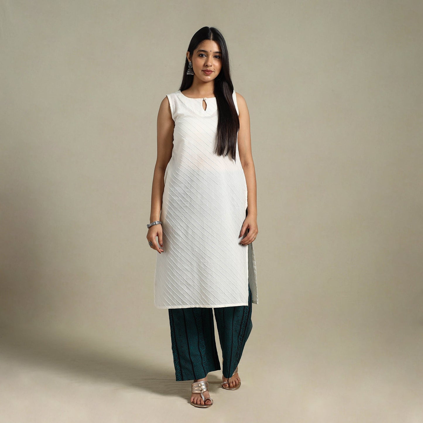 Green Bagh Block Print Natural Dyed Cotton Palazzo