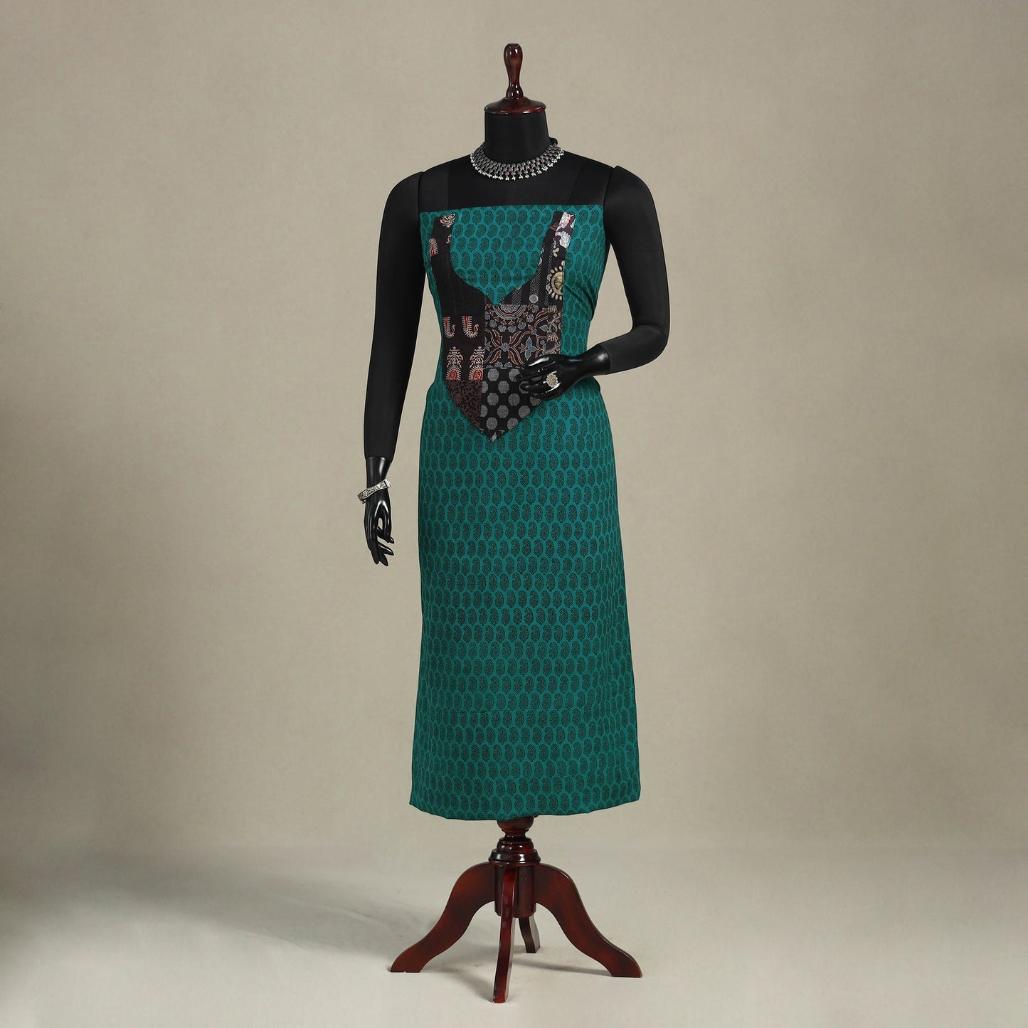 Green - bagh patchwork cotton unstitched kurta material