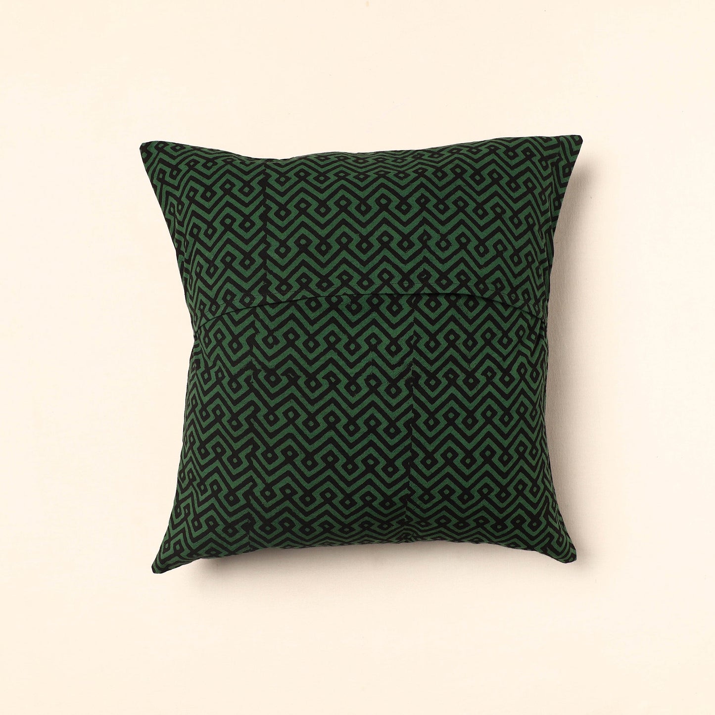 Green - Bagh Block Printed Cotton Cushion Cover (16 x 16 in) 05