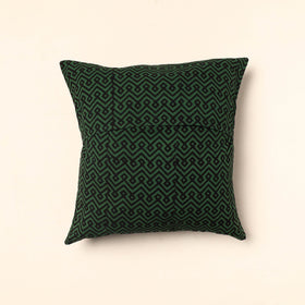 Green - Bagh Block Printed Cotton Cushion Cover (16 x 16 in) 05