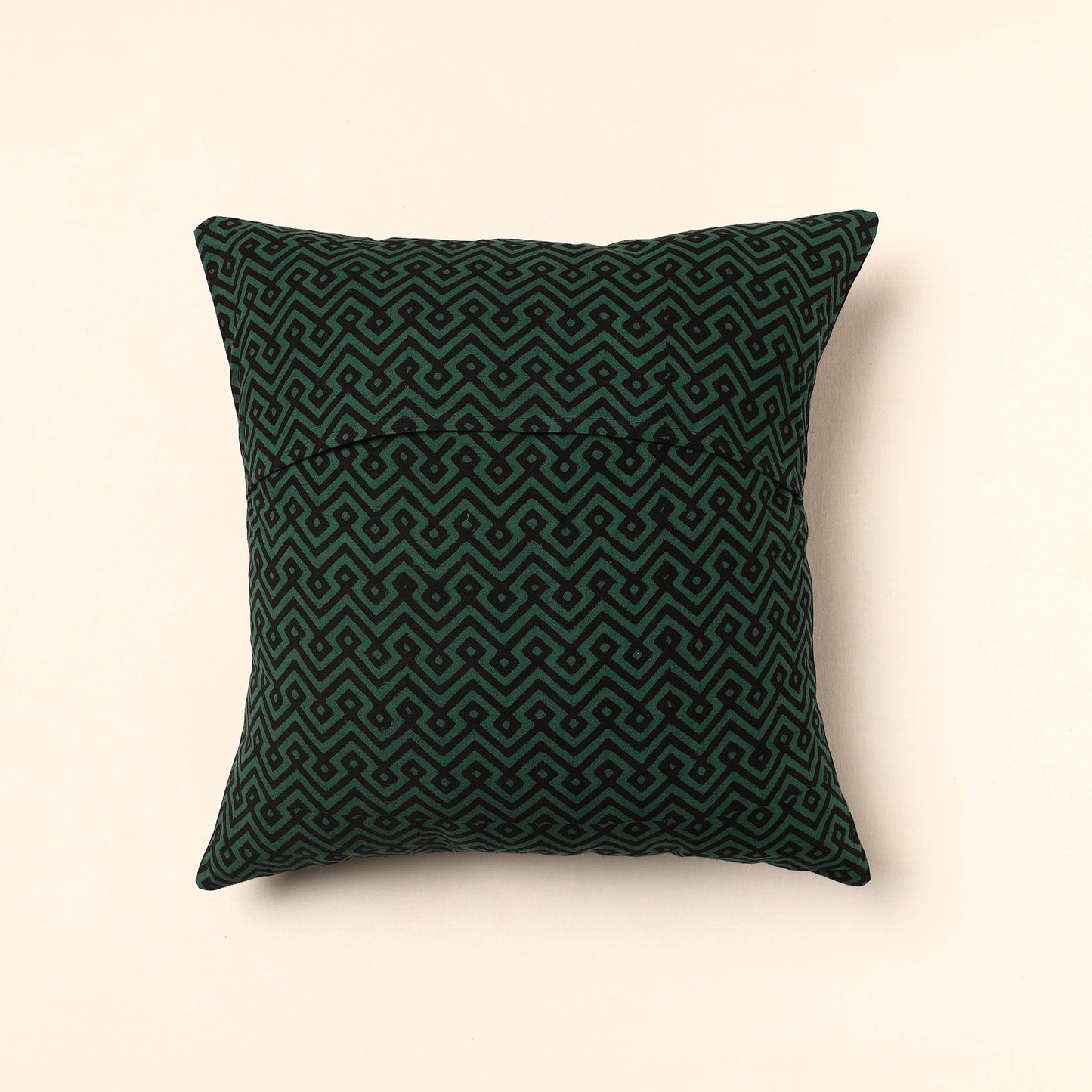 Green - Bagh Block Printed Cotton Cushion Cover (16 x 16 in) 06