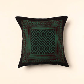 Green - Bagh Block Printed Cotton Cushion Cover (16 x 16 in) 06