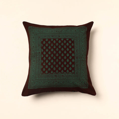 Green Bagh Block Printed Cotton Cushion Cover
