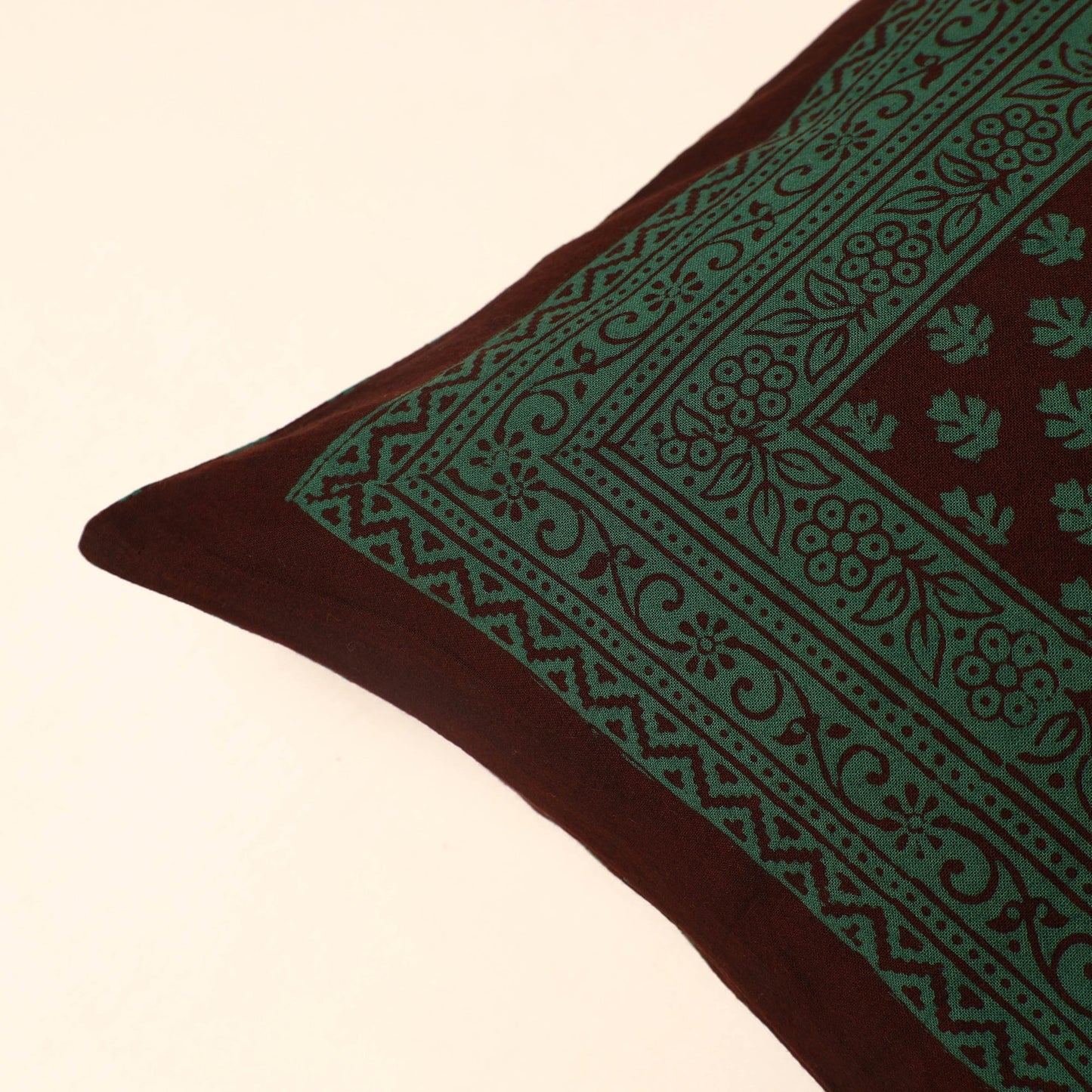 Green Bagh Block Printed Cotton Cushion Cover
