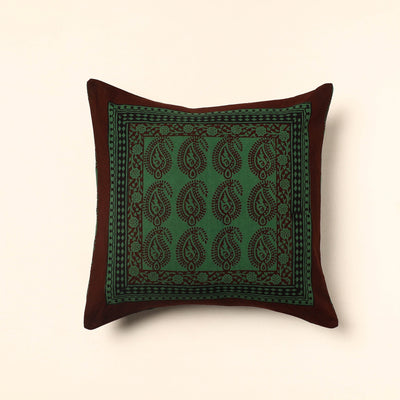 Green - Bagh Block Printed Cotton Cushion Cover (16 x 16 in) 10