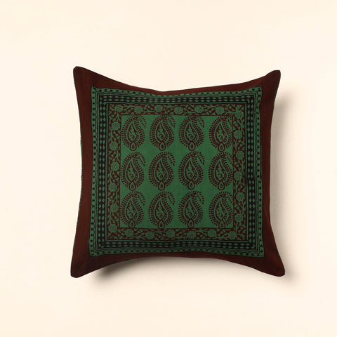 Green - Bagh Block Printed Cotton Cushion Cover (16 x 16 in) 10